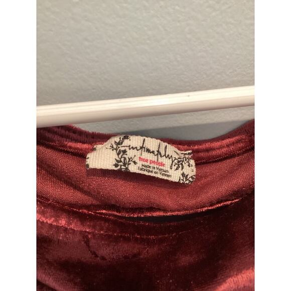 Free People Womens Velvet Crop Top Size M Midnight Mood Red Burgundy Whimsigoth - Picture 5 of 13